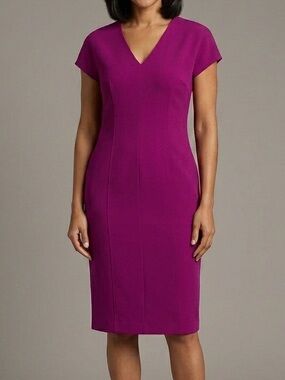 Diane von Furstenberg Dreama Fuchsia Viscose V-Neck Dress